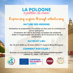 Appel à candidatures – Empowering regions through volunteering- FRSP (Pologne) 11.02.2022-189456a8